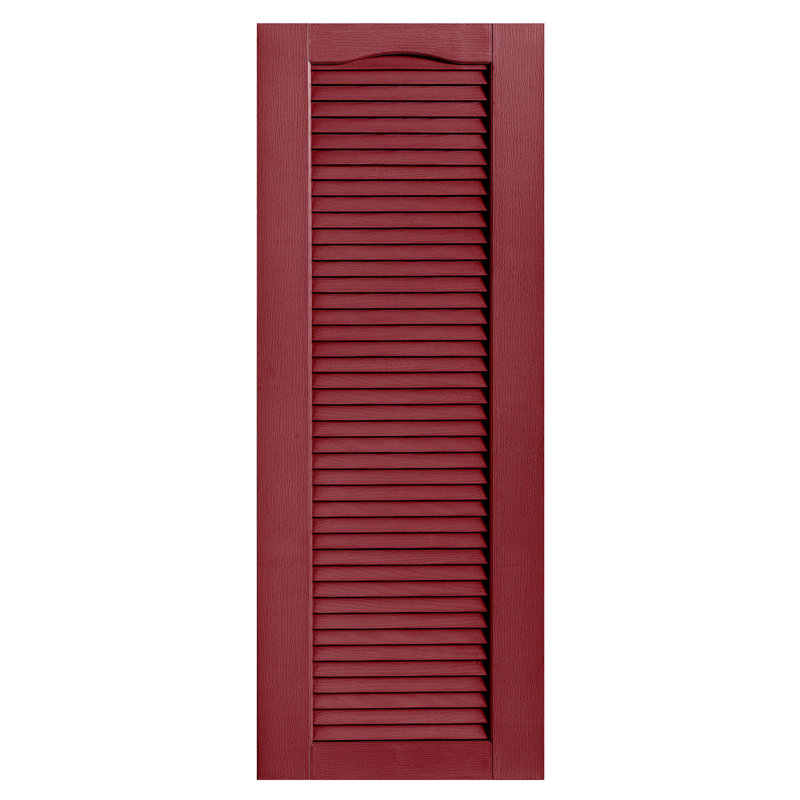 Paire de volets à persiennes cathédrale style pleine longueur ouverts, Canneberge, 18 po, 58 po