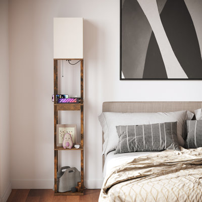 Latitude Run 63" Column Floor Lamp with Outlet and Drawer