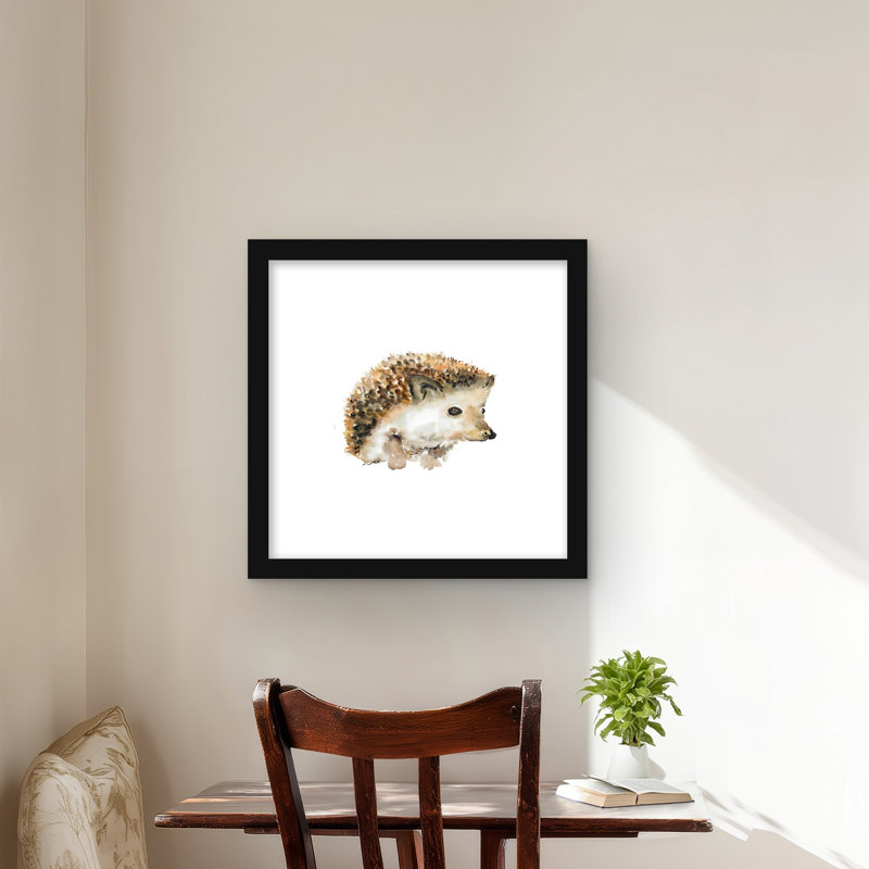 Watercolor Hedgehog - reproduction encadrée mate pour décoration intérieure, H 16 po x l 16 po