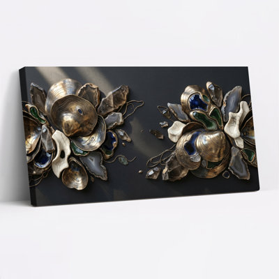«Metallic Flowers», reproduction d'art sur toile, ensemble de 1