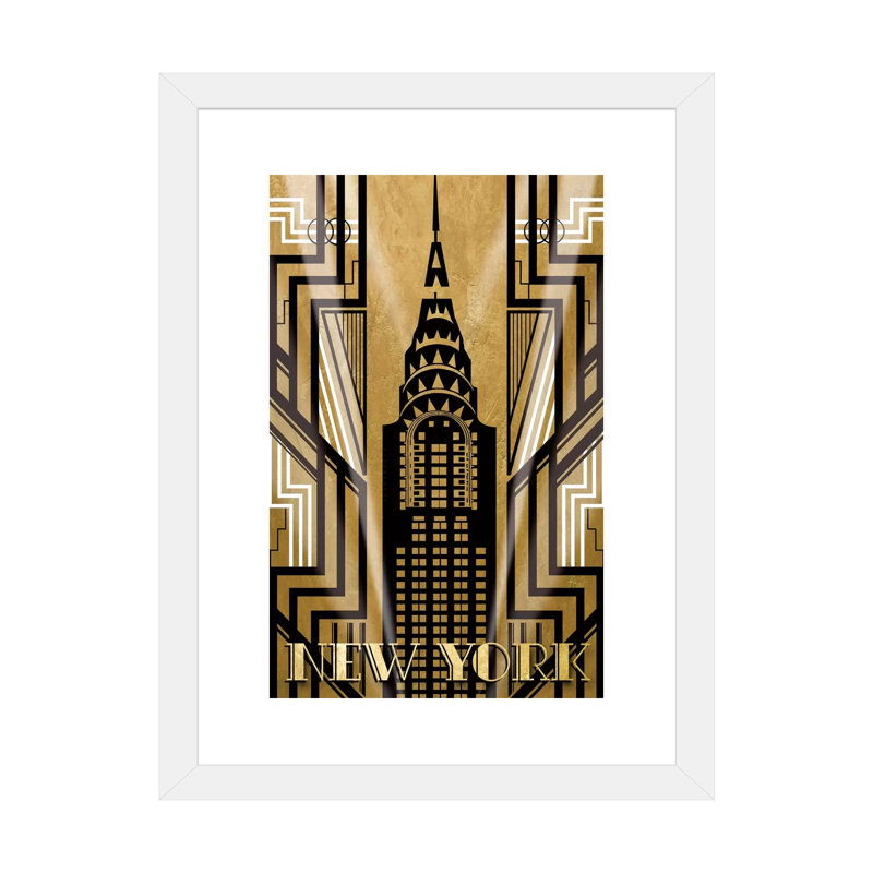 «Ny Deco» par Katrina Craven - impression d'art graphique, H 24 po x l 16 po x P 1 po, White Paper, Blanc