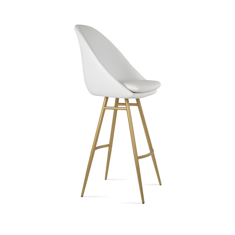 Tabouret Avanos Galata, Tabouret de bar (siège d'une hauteur de 28,7 po), Chrome, Blanc