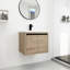 Armoire de lavabo de salle de bain murale 24 po - Fermeture à clapet imitation chêne-1922128518
