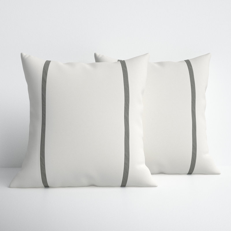 Gatley Outdoor Square Pillow Cover & Insert, 18"x18", Ivory/Gray