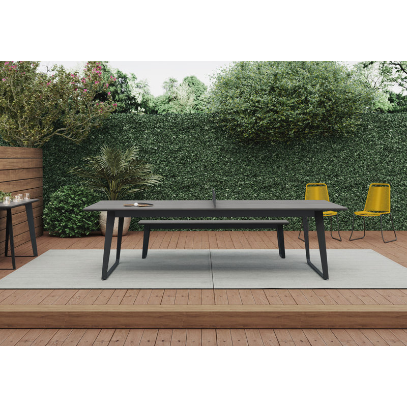Taneli Indoor/Outdoor Table Tennis Table with Paddles, Gray Concrete