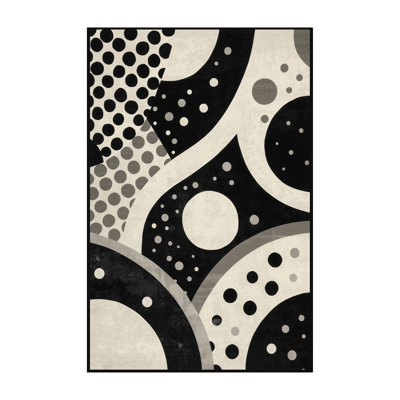 Tapis marocain doux et moelleux décontracté Havertown - reliure noire