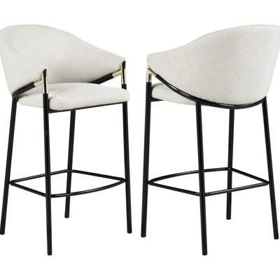 2 tabourets de bar contemporains noirs brillants contemporains, sièges rembourrés confortables et design moderne pour une salle à manger luxueuse et glamour
