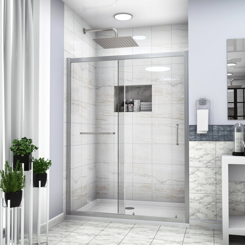Porte de douche en nickel brossé H 48 po x H 72 po