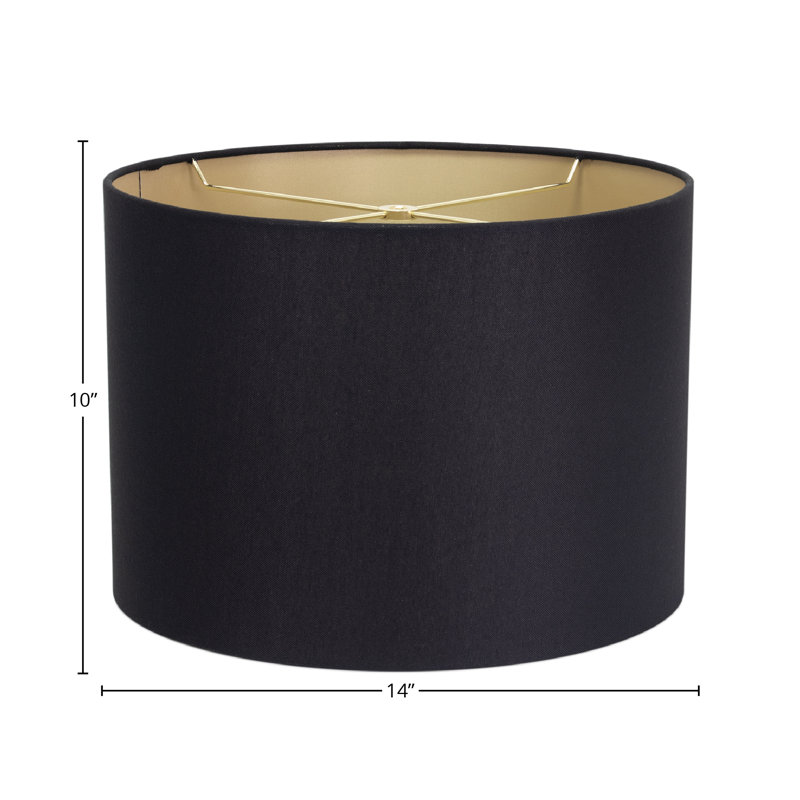 Abat-jour tambour en lin (araignée) H 10 po x l 14 po Aryeh, Noir et or, H 10 po x l 14 po x P 14 po