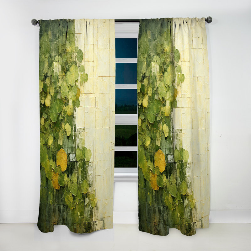 Kaylah Green Eco Plants Symphony I - Rideau moderne - Velours obscurcissant - 1 panneau, L 52 po x L 120 po