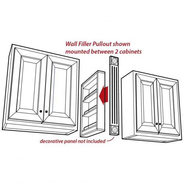 Wall Filler Pull-Out with Adjustable Shelves - Fits Best in Behind 6  Filler 30 Tall