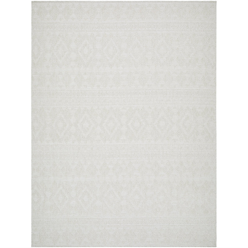 Tapis intérieur / extérieur ivoire en polypropylène tissé à la machine Rectangle Corderra, Rectangle 6 pi 7 po x 9 pi