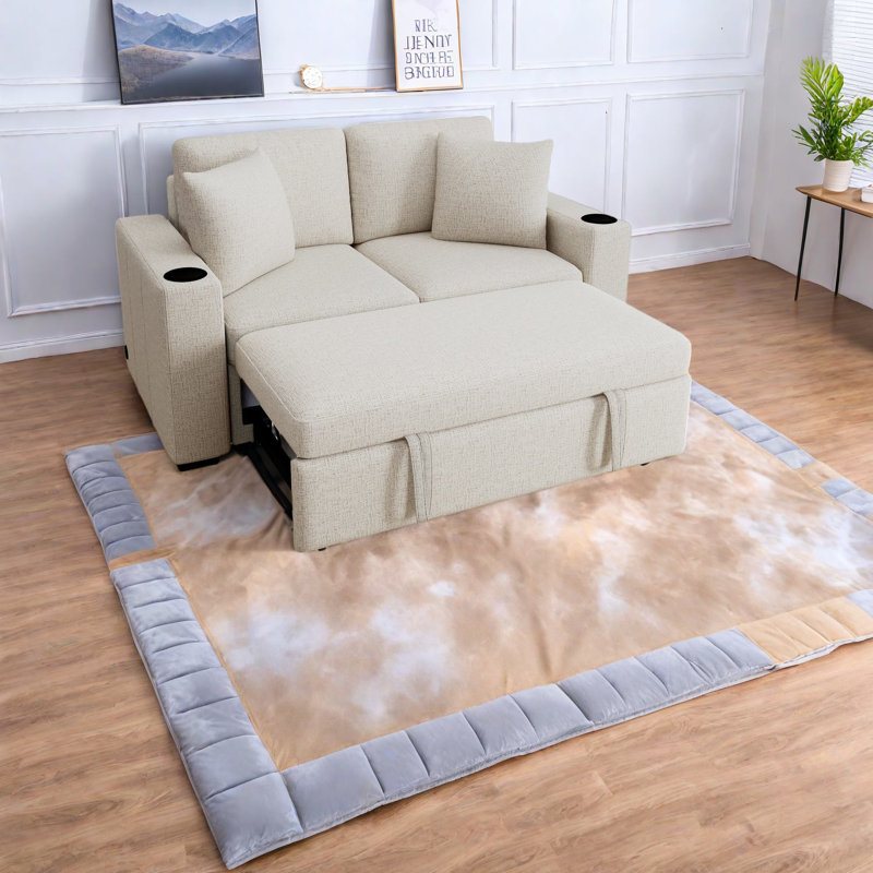 Canapé-lit moderne peu encombrant, causeuse en tissu d'ameublement en chenille pour le salon