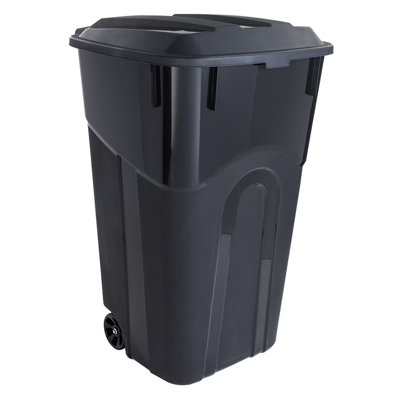 (2 Pack) 32 Gallon Wheeled Trash Can, Heavy Duty Polypropylene Rolling Garbage Bin With Secure Lid & Handle For Outdoor Garage