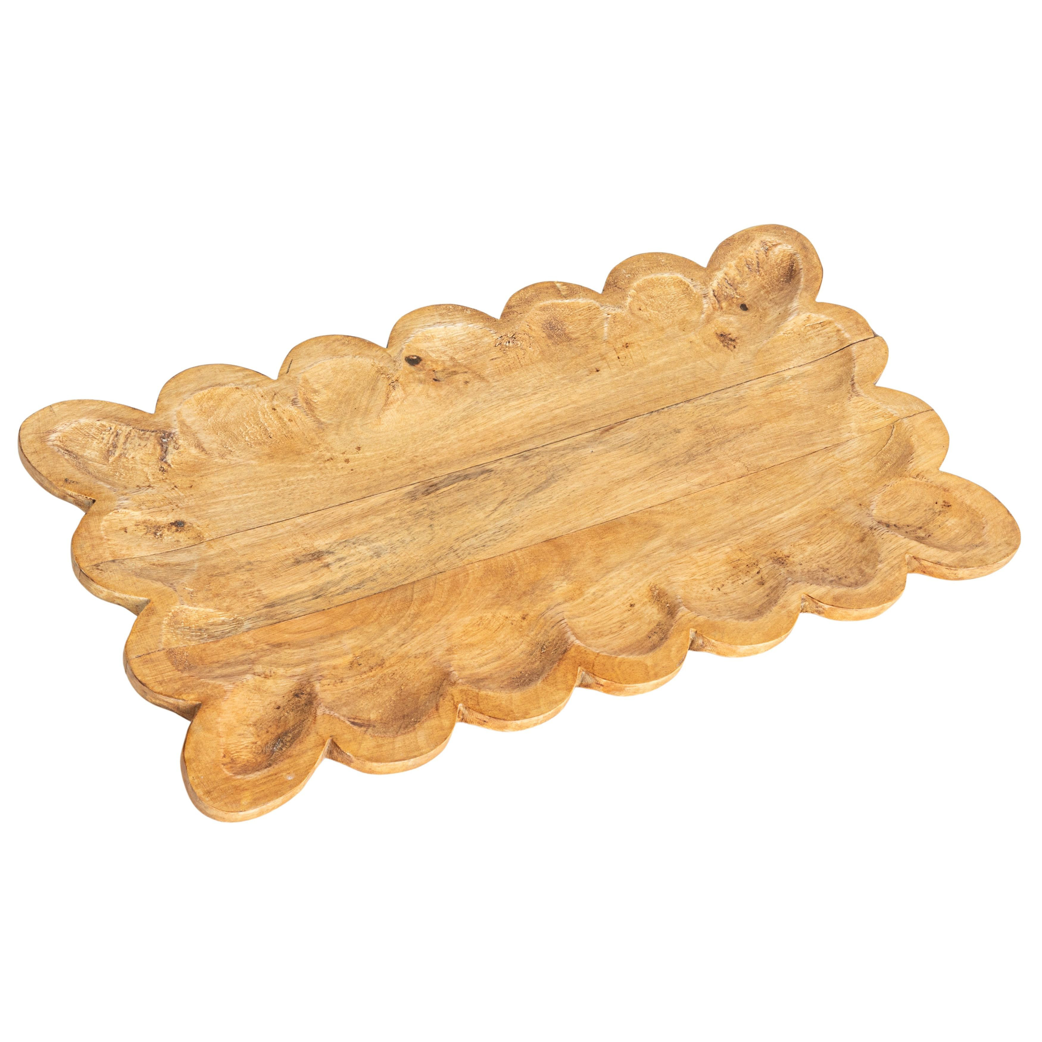 Creative Co-Op Scalloped Mango Wood Tray & Reviews | Perigold