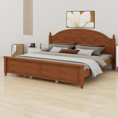 Vintage Classic Wooden Bed Frame with Graceful Arched Headboard