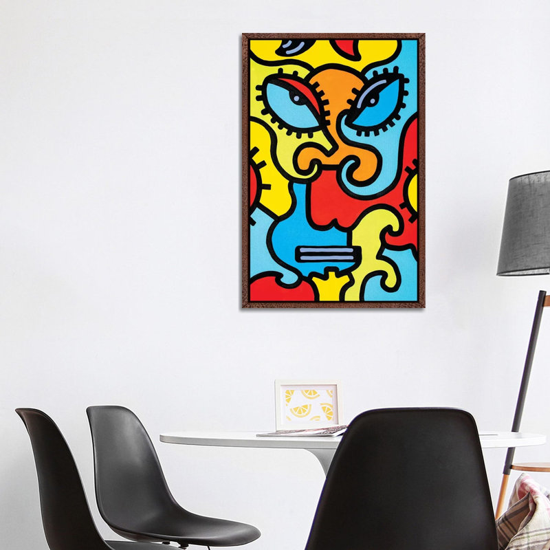 Shanghai Mask by Billy The Artist - Print on Canvas, 101.6 cm H x 66.04 cm W, Classic Brown Wood Framed