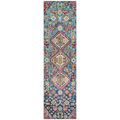 Machine Washable Indoor/Outdoor Xhevrie Teal Rug