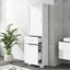 Grande armoire de rangement pour salle de bain, armoire de rangement autoportante avec deux tiroirs de taille différente et tablette réglable