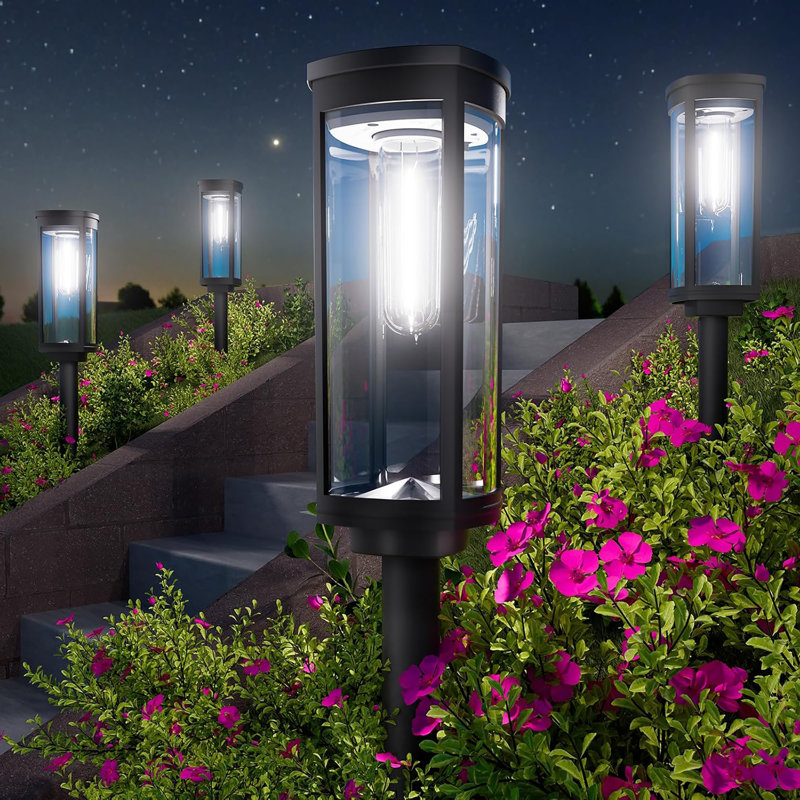 Éclairage de sentier solaire lumineux, paquet de 12 lumières de jardin solaires extérieures imperméables IP65, éclairage de paysage décoratif extérieur marche / arrêt automatique pour allée de patio