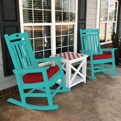 Outdoor Adirondack Rocking Chair HIPS All Weather Oversized Plastic Patio Chair Rocker（Set Of 2）
