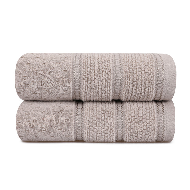 Ensemble de 2 serviettes à main 100% coton 2 pièces, Brun clair