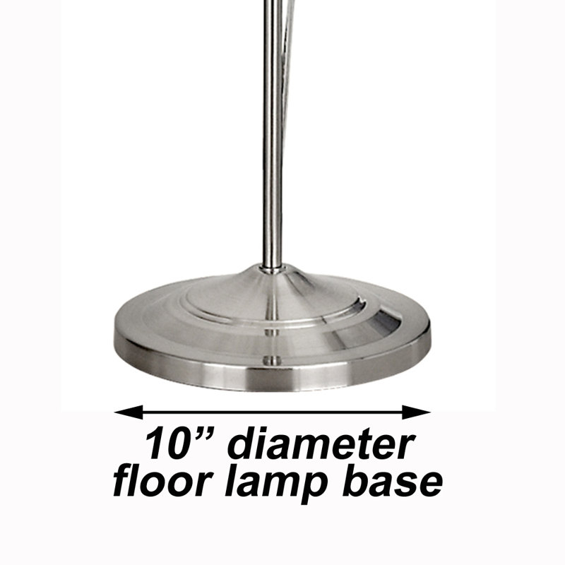47-63 in. Floor Lamp with Swing Arm, White, Brushed Steel