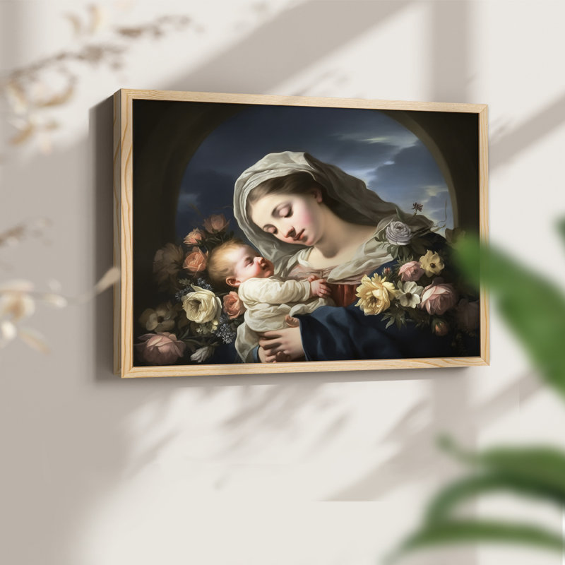 Série religieuse-V - reproduction encadrée - réarmable, Naturel, H 11 po x l 14 po