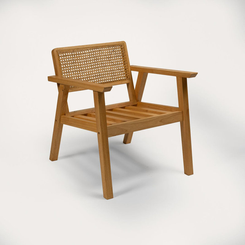 Hopley Upholstered Armchair, Natural, 75cm H x 63cm W x 71cm D, White