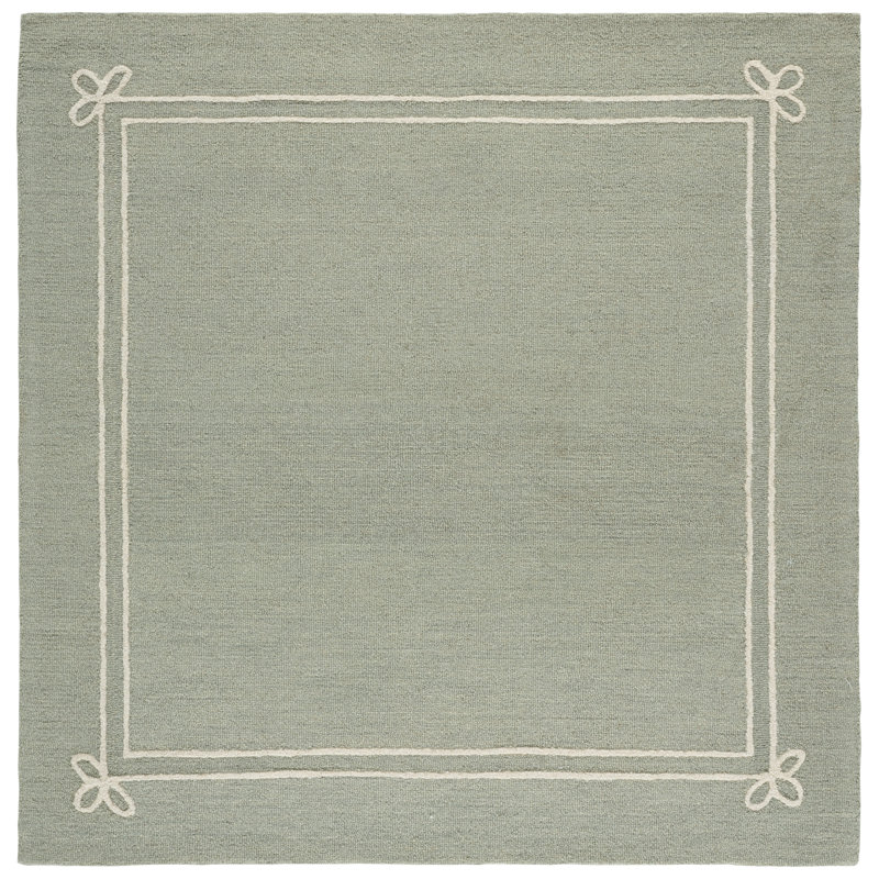 Laine touffetée à la main Martha Stewart; Tapis intérieur / extérieur en coton de couleur unie, Carré 6 pi