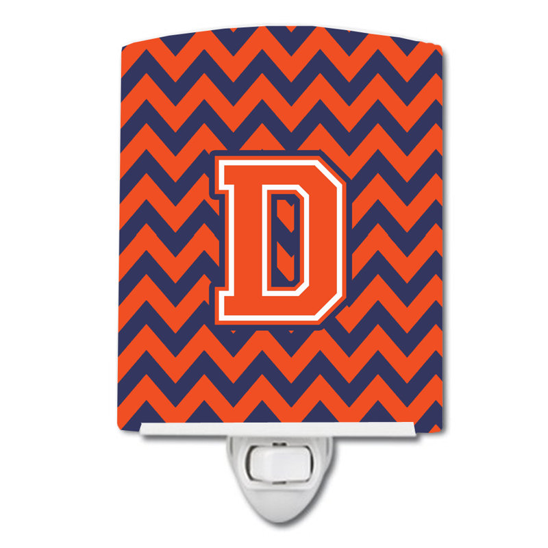 Éclairage de nuit en céramique chevron, Orange / bleu, D