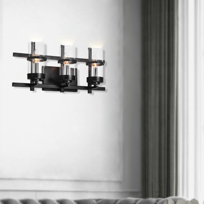 3 Light Black Wall Sconce, 21-Inch Wide Modern Industrial Bathroom or Vanity Light Fixture