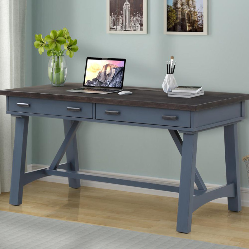 Bankhead Writing Desk with Built in Outlets, Sable Top/Denim Base