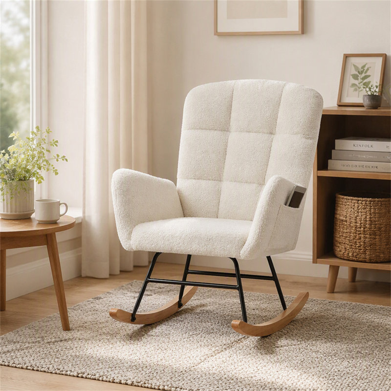 Fauteuil à bascule Teddy blanc crème