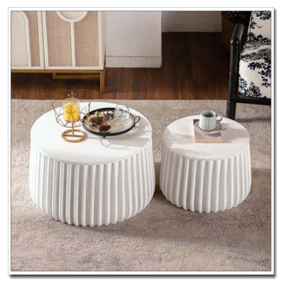 White Round Storage Table Set