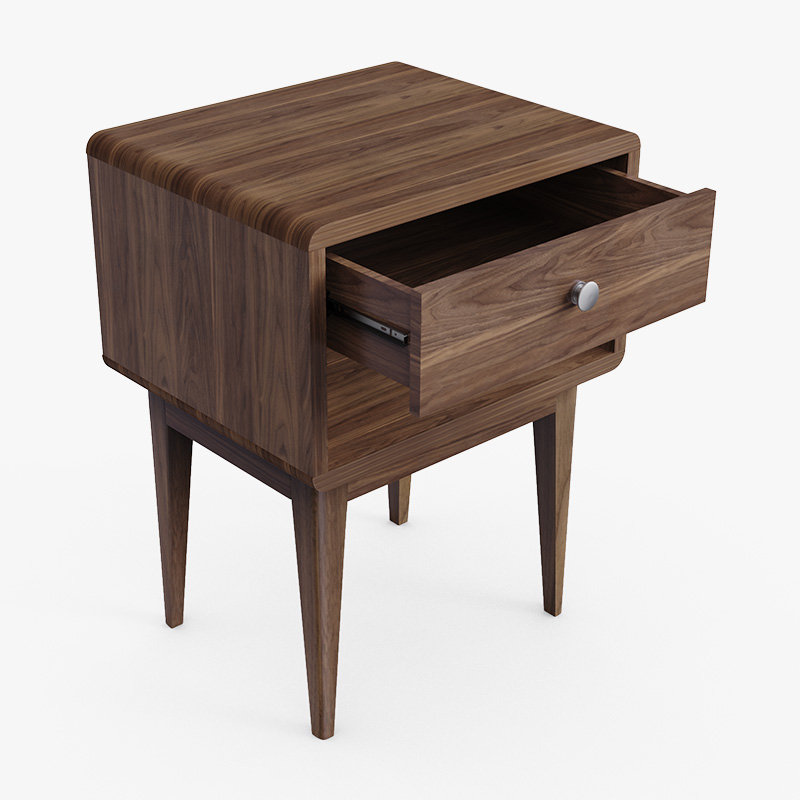 Table de chevet en bois de noyer miya avec rangement Miya