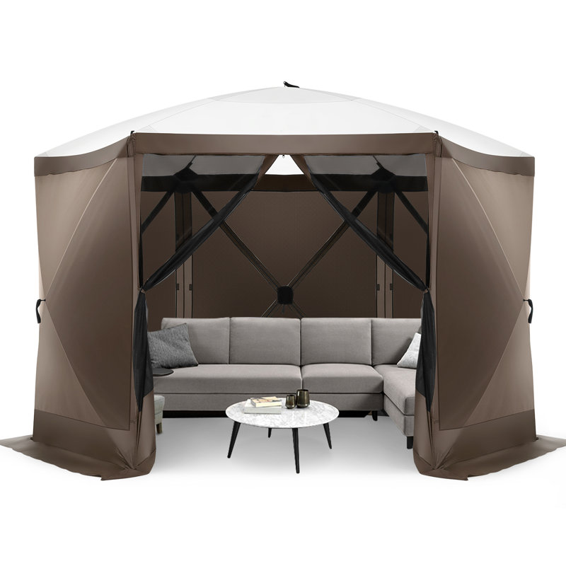12x12FT Pop Up Gazebo Screen Tent Screen House for Camping, Screen Room with Mosquito Netting, Hub Tent Instant Screened Canopy with Carrying Bag and Ground Stakes