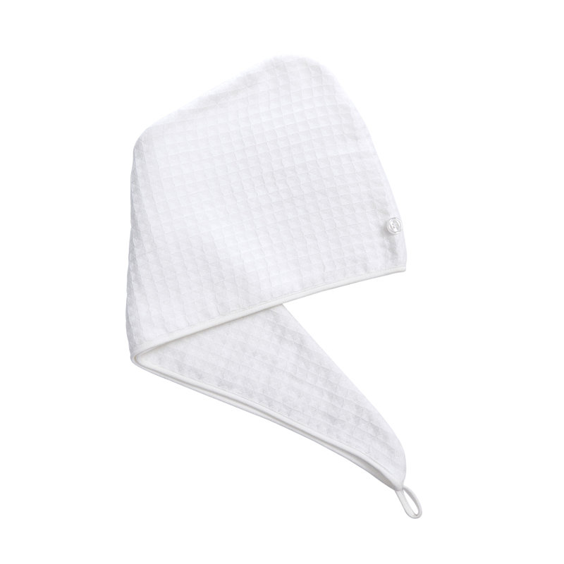 Waffle Twist Hair Towel White