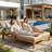 5-Position Adjustable Outdoor Double Lounge Chair – Light Teak-1232636799