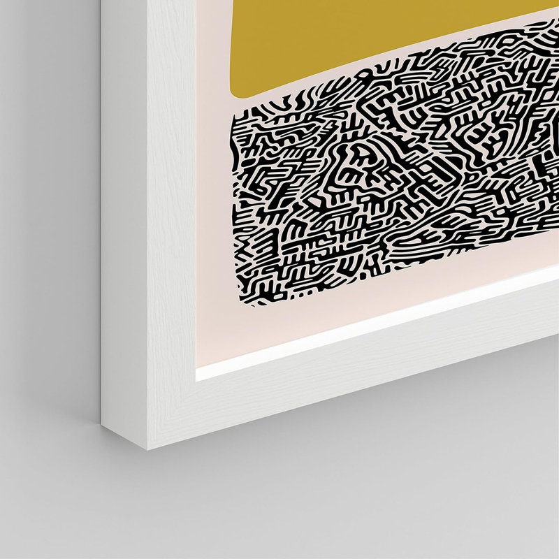 «Mid-Century Modern 1980s», reproduction géométrique encadrée de 4 pièces, H 14 po x l 11 po x P 1 po, Cadre blanc