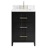 24'' Free-standing Single Bathroom Vanity with Carrara Marble Vanity Top