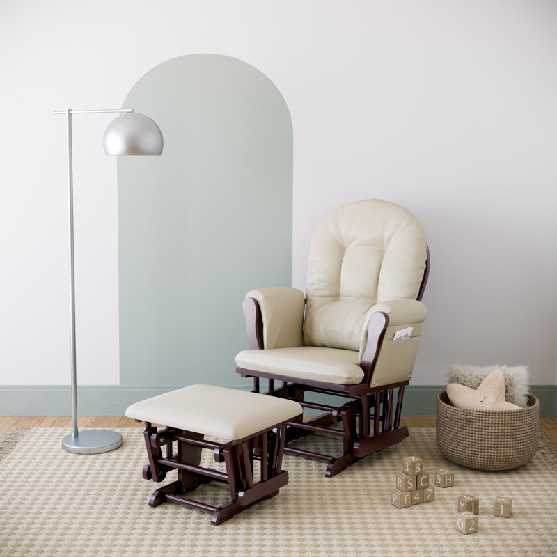 Fauteuil oscillant avec repose-pieds Hoop, Espresso, Beige