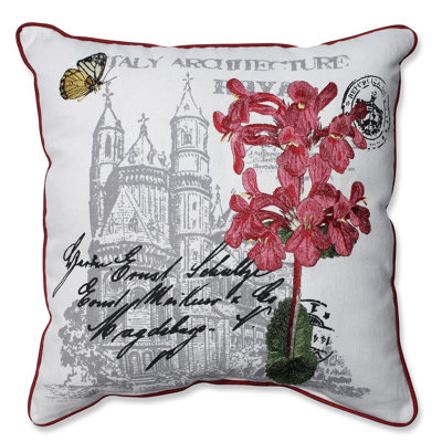 Embroidered Cotton Blend Throw Pillow