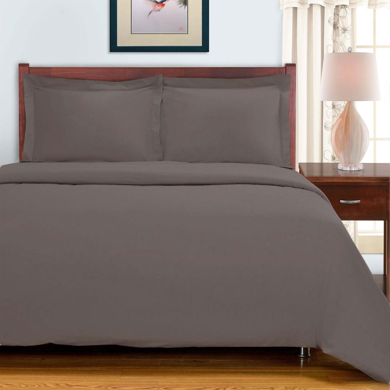 Ensemble de housse de couette en satin de coton égyptien certifié Classic  à densité de tissage 700 fils, Gris