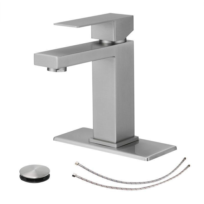Robinet de salle de bain à poignée simple en acier inoxydable,  Nickel brossé
