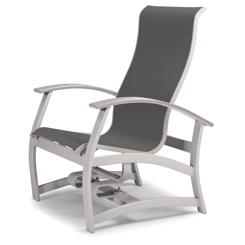 Askar Powder Coated Aluminum Outdoor Lounge Chair, White P50, Titanium Sunbrella®, Gloss White