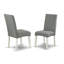 L'ensemble de mobilier de salle à manger 5 pièces comprend une table de salle à manger rectangulaire avec pieds en X et 4 chaises Parsons en lin gris, lin blanc-1346544538-1346544536-1353396521