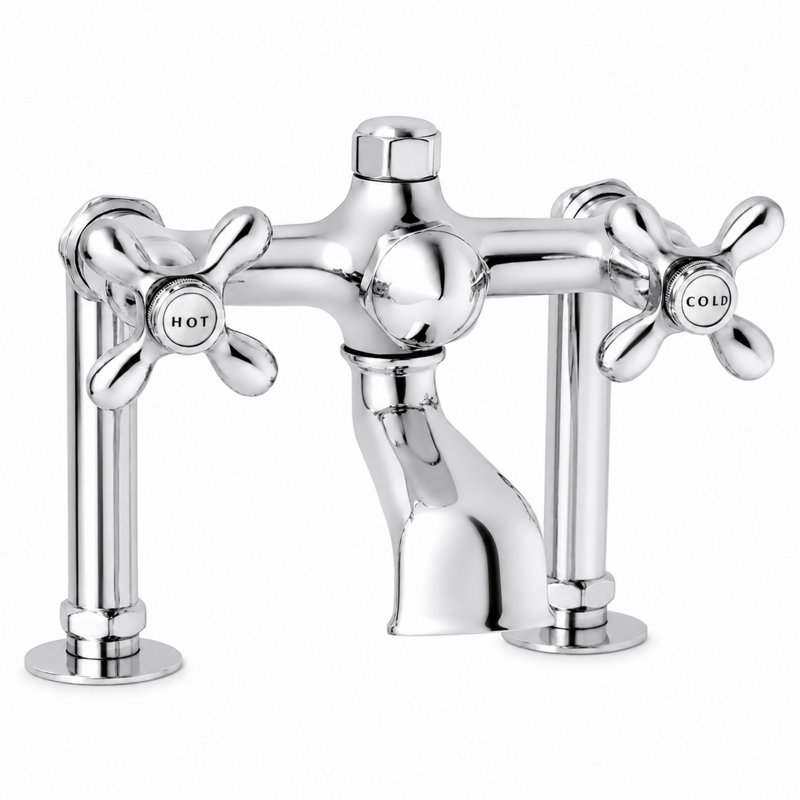Robinet de baignoire à fixation sur le comptoir avec poignées en croix (P0802) par Strom Living, Chrome