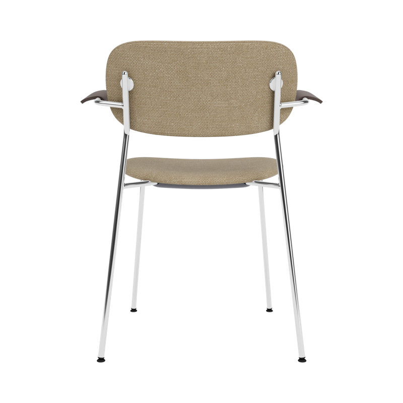 Co Upholstered Arm Chair, Dark Stained Oak, Bouclé 02 Acrylic, Chrome