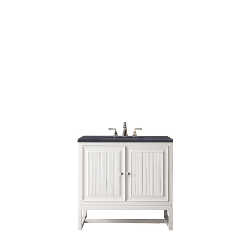 Athens 36'' W Single Vanity, Charcoal Soapstone, Glossy White, 8" Widespread